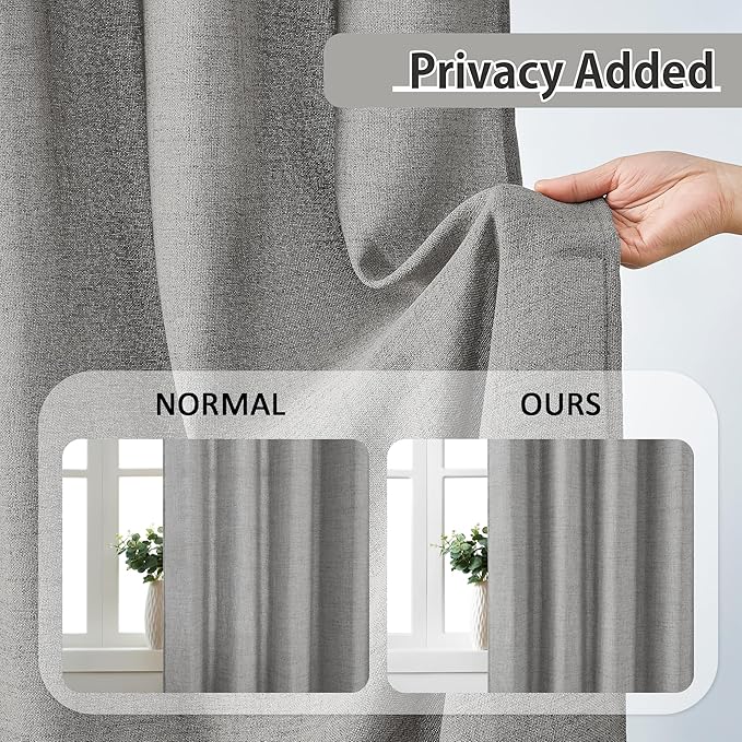 Grey Pinch Pleated Curtains 90 Inches Long 2 Panels, Soft Linen Textured Window - Image 4