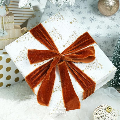 Copper Velvet Ribbon 1.5 inch Copper Frayed Velvet Ribbon Raw Edge Ribbon - Image 4