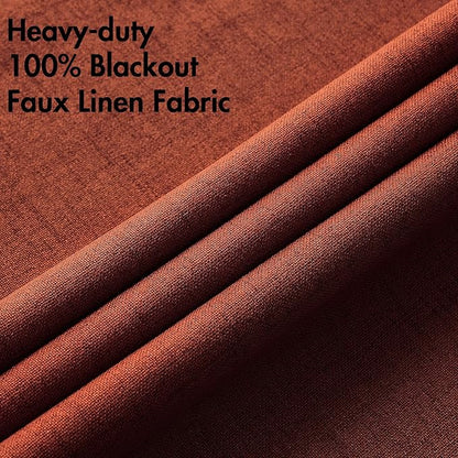 MIULEE Linen Curtains for Bedroom 100% Blackout Thermal Insulated Burnt Orange - Image 5