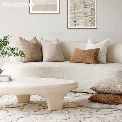 Foindtower Pack of 2 Textured Boucle Throw Pillow Covers Accent Solid Lumbar - Image 7