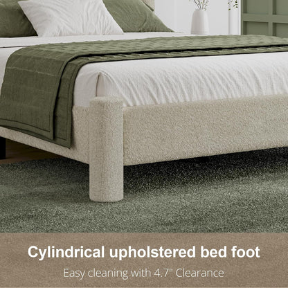 revominca queen cloud bed frame, boucle upholstered platform, package contents
