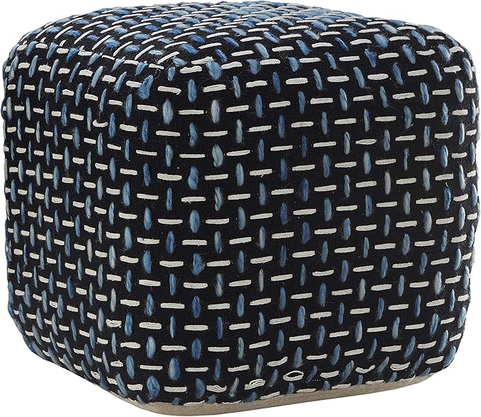 L. R. Resources, Inc. LR Home Hand-Woven Black/White/Blue Geometric Cotton - Image 3