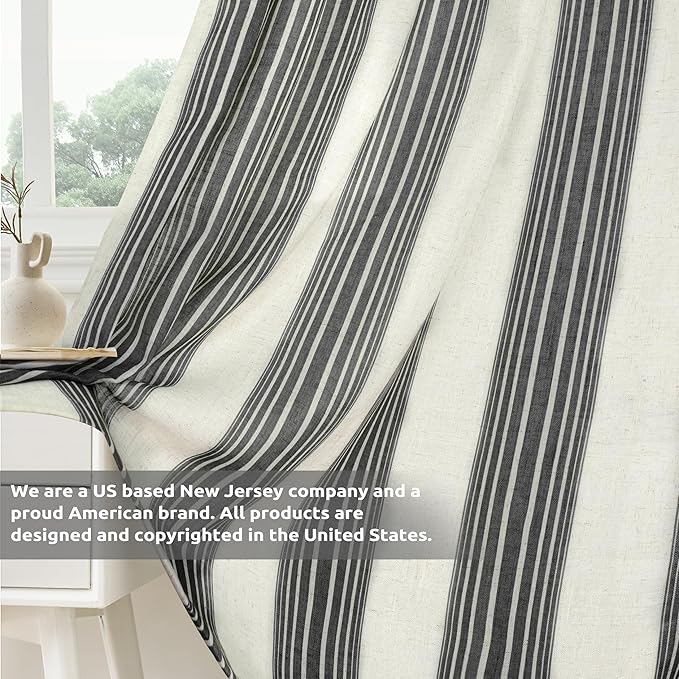 DriftAway Farmhouse Vertical Striped Linen Blend Textured Light Filtering Semi - Image 5