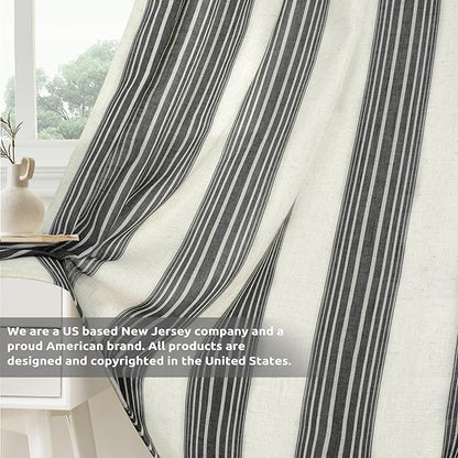 DriftAway Farmhouse Vertical Striped Linen Blend Textured Light Filtering Semi - Image 5