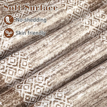 GarveeHome 9x12 Large Modern Brown Area Rug Distressed Bordered Rug Soft Non - Image 4