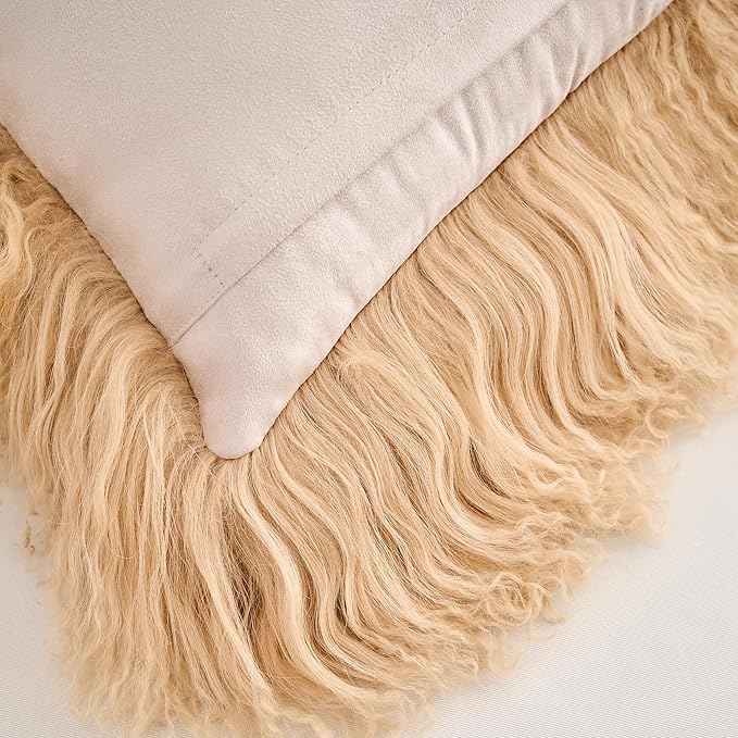 Genuine Mongolian Lamb Fur Pillow Cover – 12"x20" Rectangular Cushion Case – - Image 6