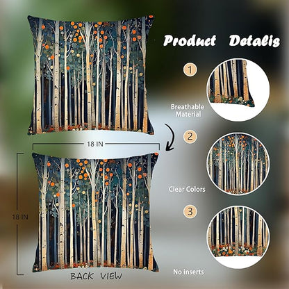 Rustic William Morris Inspired Autumn Forest Decor Pillow Covers 18x18 - Image 2