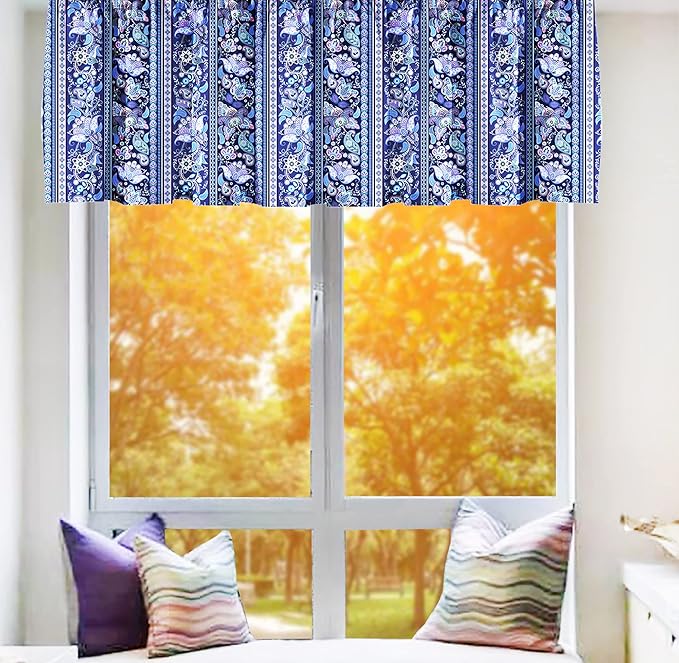 2 Pack Floral Kitchen Window Valance Pink Flower Farmhouse Country Rod Pocket - Image 3