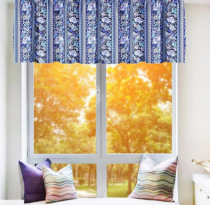 2 Pack Floral Kitchen Window Valance Pink Flower Farmhouse Country Rod Pocket - Image 3
