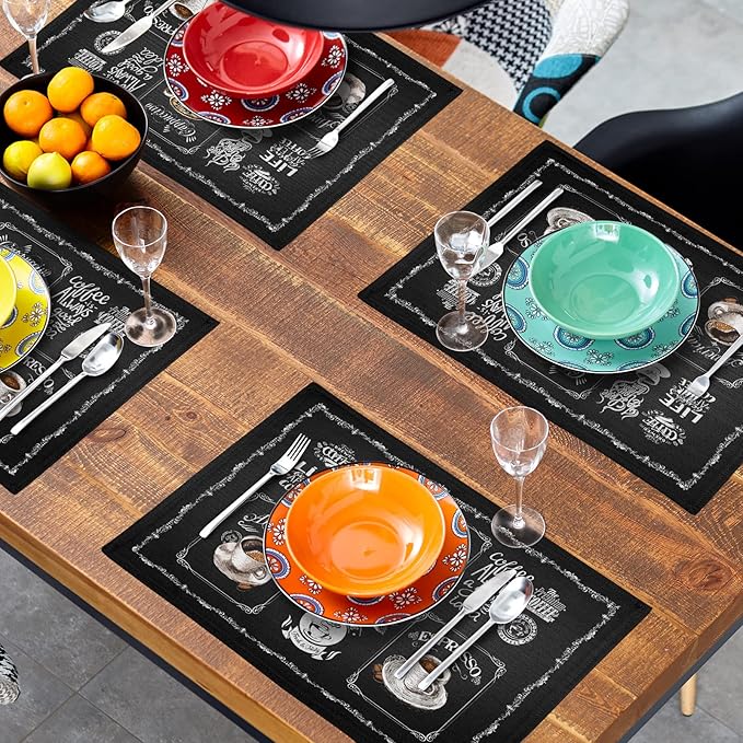 Giwawa Coffee Placemts Set of 4, Washable Heat-Resistant Linen Placemats - Image 8
