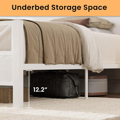 likimio king size bed frame, tall modern headboard, close-up detail