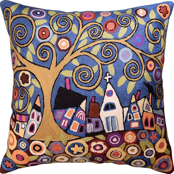 Blue Gray Tree of Life Accent Pillow Cover Karla Gerard Floral Pillowcase by Kashmir+Designs
