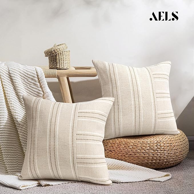 AELS 24x24 Decorative Farmhouse Linen Throw Pillow Covers, Boho Textured Pillow - Image 5