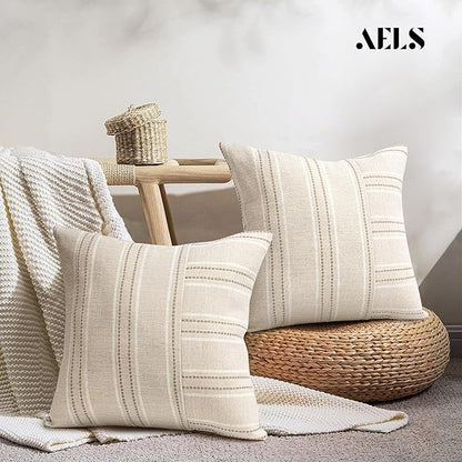 AELS 24x24 Decorative Farmhouse Linen Throw Pillow Covers, Boho Textured Pillow - Image 5