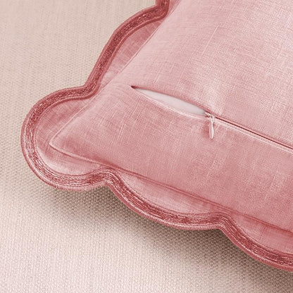 Scalloped Pillow Cover Pack of 2 Spring Chenille Decorative Throw Pillow Covers - Image 5