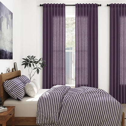 Extra Long Plum Linen Curtains 120 Inch - Image 7