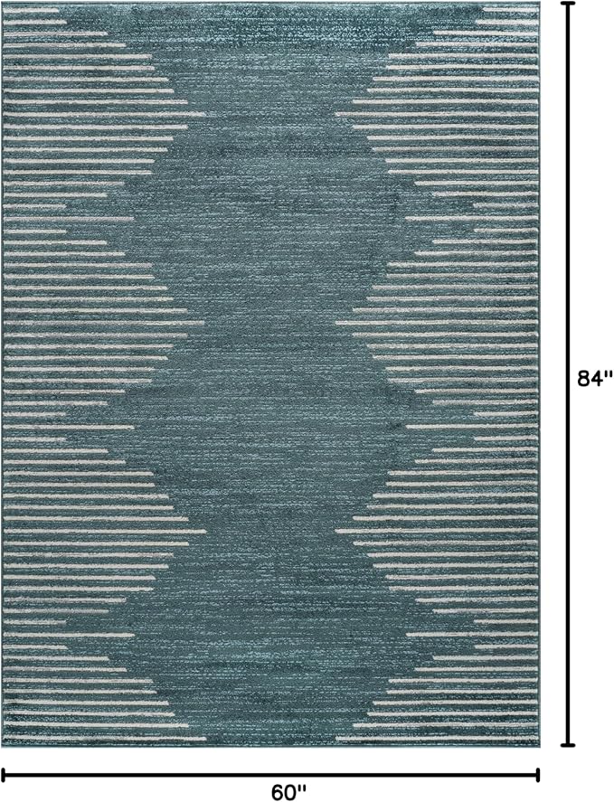 Rugshop Bohemian Stripe Stain Resistant High Traffic Living Room Kitchen - Image 2