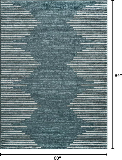 Rugshop Bohemian Stripe Stain Resistant High Traffic Living Room Kitchen - Image 2