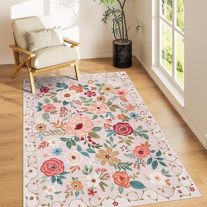 DUKINO 3x5 Area Rug, Floral Rugs by DUKINO