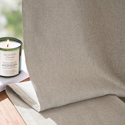jinchan linen textured blackout curtains back tab 52, front angle view