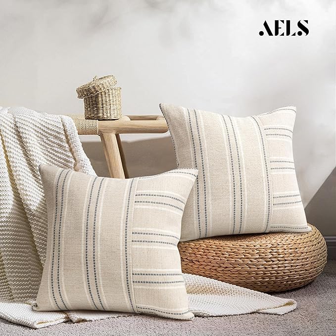 AELS 24x24 Decorative Farmhouse Linen Throw Pillow Covers, Boho Textured Pillow - Image 5