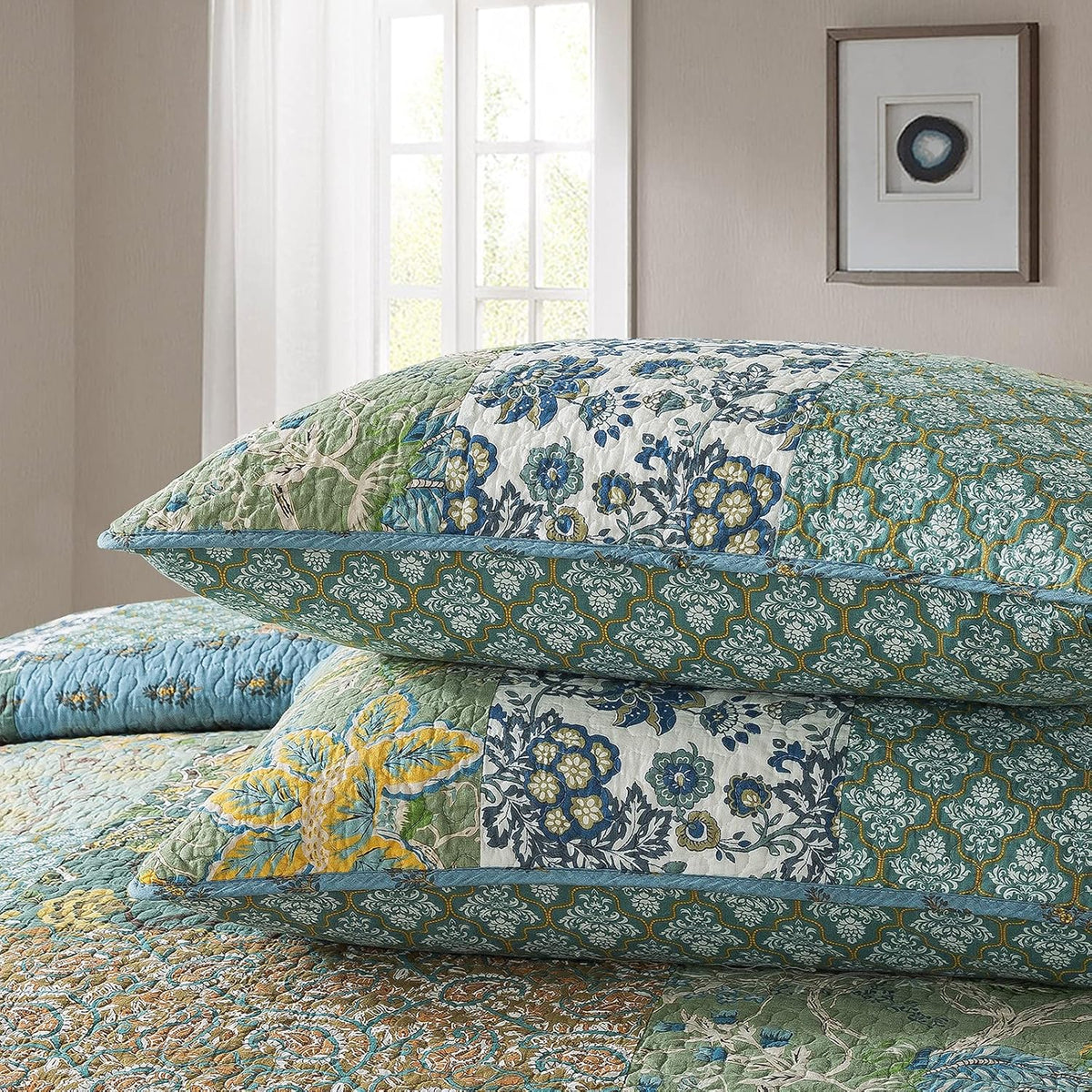 newlake cotton patchwork bedspread, 3-piece bedding quilt set showing dimensions