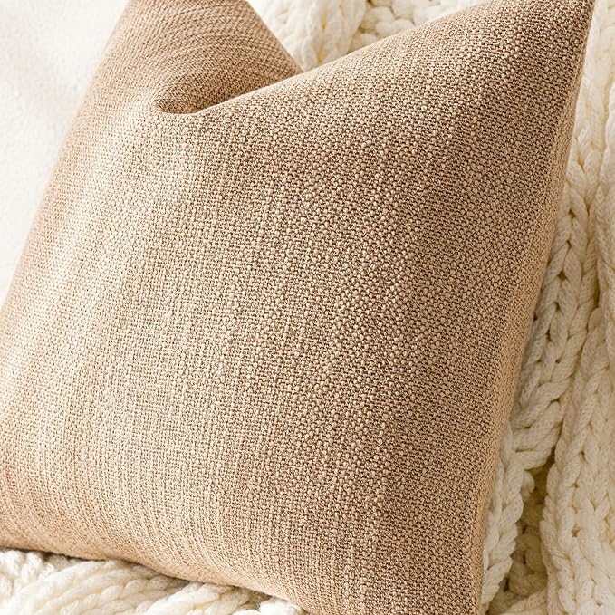 Foindtower Set of 2 Decorative Textured Burlap Linen Throw Pillow Covers - Image 3