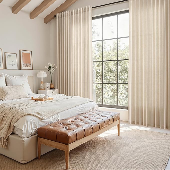 Nanspring Grey Flax Curtains 90 Inch Length 2 Panels Set - Image 8