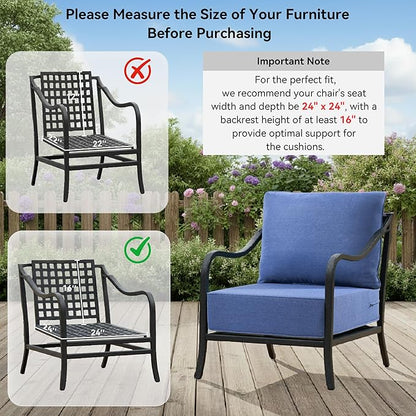 6" Thick Outdoor Cushions 24x24x6, 6-Set Deep Seat Patio Cushions - Image 8