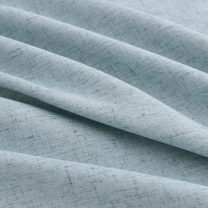Light Blue Pinch Pleated Linen Curtains 112 Inches 2 Panels - Image 4