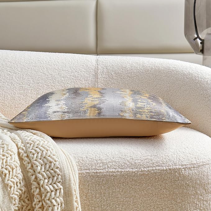 THE-TINOART Gold Ombré Jacquard Pillow Cover 12x20 Inches - Image 5