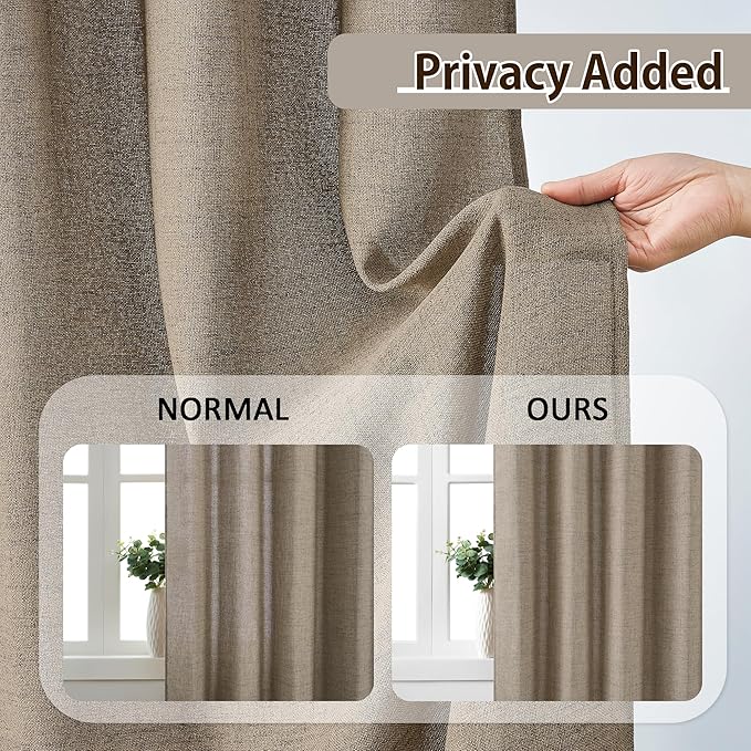 RAIN CITY Khaki Sheer Curtains for Living Room, Linen Burlap Light Filtering - Image 5