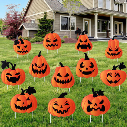 Barydat 12 Pcs Halloween Yard Signs Pumpkin Yard Stakes Decoration Outdoor Decorations with Stakes for Halloween Outdoor Lawn Garden Prop Home Party Decor