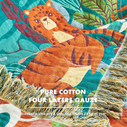 MSGKV Throw Blanket for Bed Cotton Animals Twin Size Couch Blanket 60"x80" - Image 7