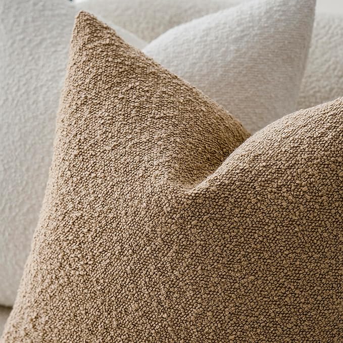 Foindtower Pack of 2 Textured Boucle Throw Pillow Covers Accent Solid Lumbar - Image 4