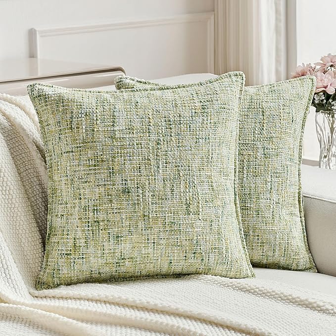FUTEI Light Green Decorative Throw Pillow Covers 22x22 Inch Set of 2, Soft by FUTEI