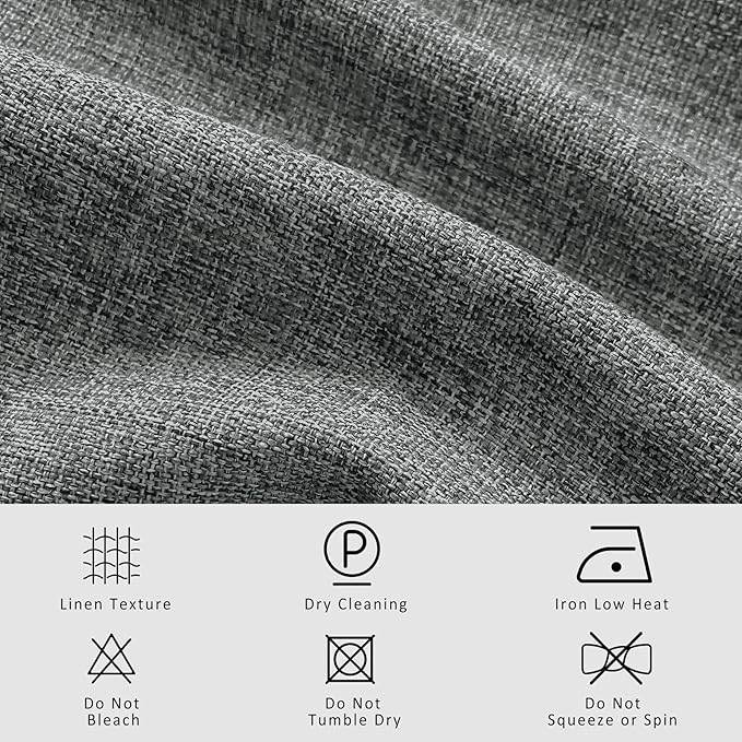 Macochico Extra Wide Full Blackout Linen Curtains - Image 5