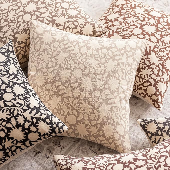Foindtower Set of 2 Decorative Neutral Floral Throw Pillow Covers Accent - Image 6
