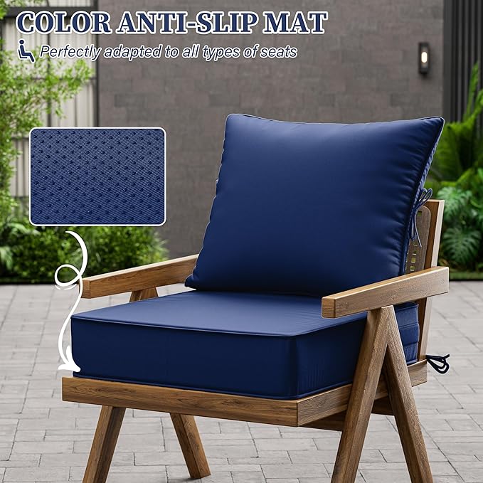 Outdoor Seat Cushion Set 22 L × 24 W × 5 H Inch Waterproof & Fade Resistant - Image 6