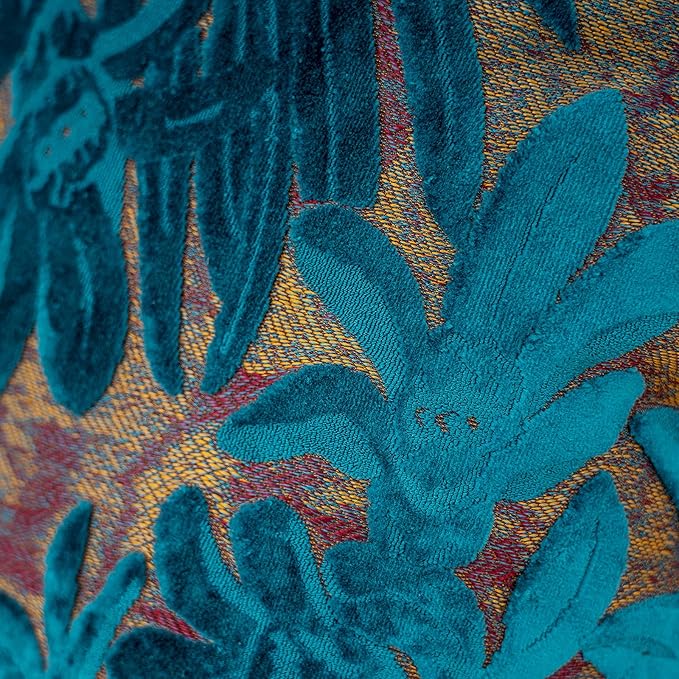 Alerfa 20 x 20 Inch Light Blue Square Maple Leaf Pillow Embroidery Cut Velvet - Image 6