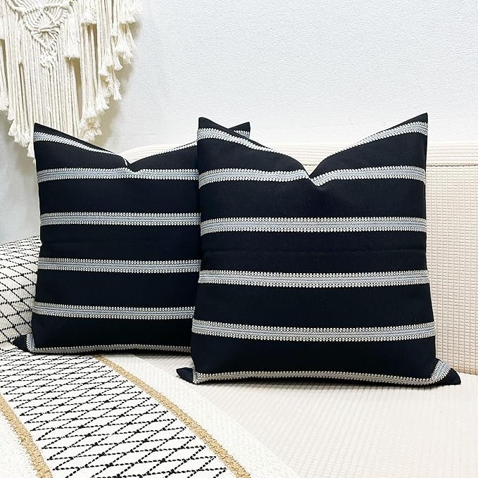 Slow Cow Decorative Stripe Throw Pillow Cover Modern Country Design Cushion - Image 4