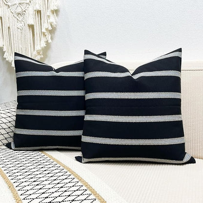 Slow Cow Decorative Stripe Throw Pillow Cover Modern Country Design Cushion - Image 4