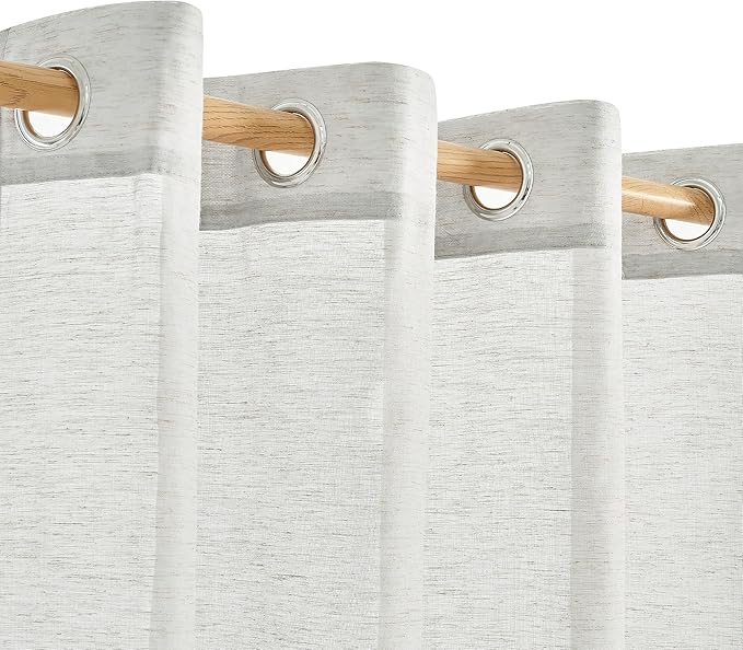 Deconovo Linen-Feel Sheer Curtains, 2 Panels, Grommet Top, Sustainable - Image 8