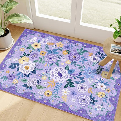 DUKINO 2x3 Rugs for Entryway, Floral Indoor Washable Door Mat, Non Slip Boho by DUKINO