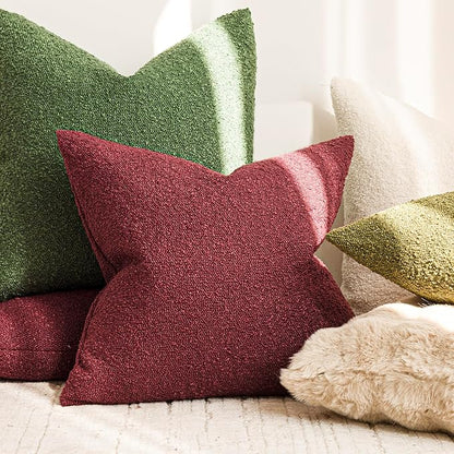 Foindtower Pack of 2 Textured Boucle Throw Pillow Covers Accent Solid Pillow - Image 5