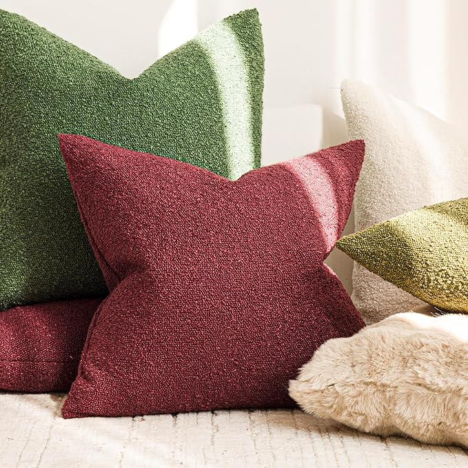 Foindtower Pack of 2 Textured Boucle Throw Pillow Covers Accent Solid Pillow - Image 5