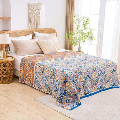 Boho Throw Blanket for Bed, 100% Cotton Soft Rustic Quilt Fall Blanket - Image 7
