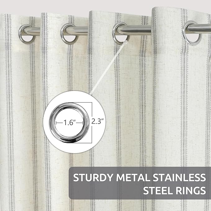 DriftAway Farmhouse Vertical Striped Linen Blend Textured Light Filtering Semi - Image 3