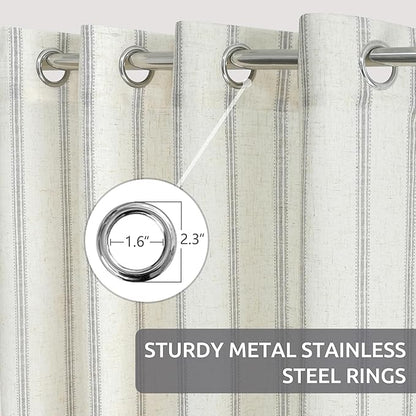 DriftAway Farmhouse Vertical Striped Linen Blend Textured Light Filtering Semi - Image 3