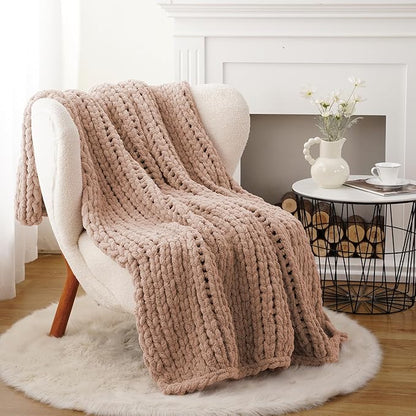 Battilo Chunky Knit Throw Blanket, Soft and Thick Chenille Throw Blanket - Image 3
